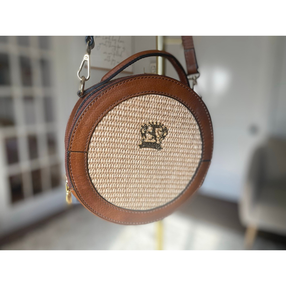Pratesi Handbags - Pratesi Firenze Round Woven Straw Leather Crossbody Bag Italian Made Quiet Luxe